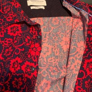 Floral Button-Front Long Sleeve Collared Shirt